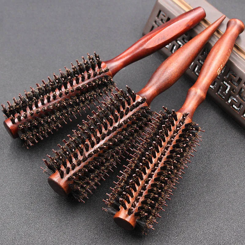 

New 3 Sizes Nano Thermal Ceramic Ionic Round Barrel Hair Brush Tail Curling Comb for Hairdressing Styling Hair Beauty Tool, Black