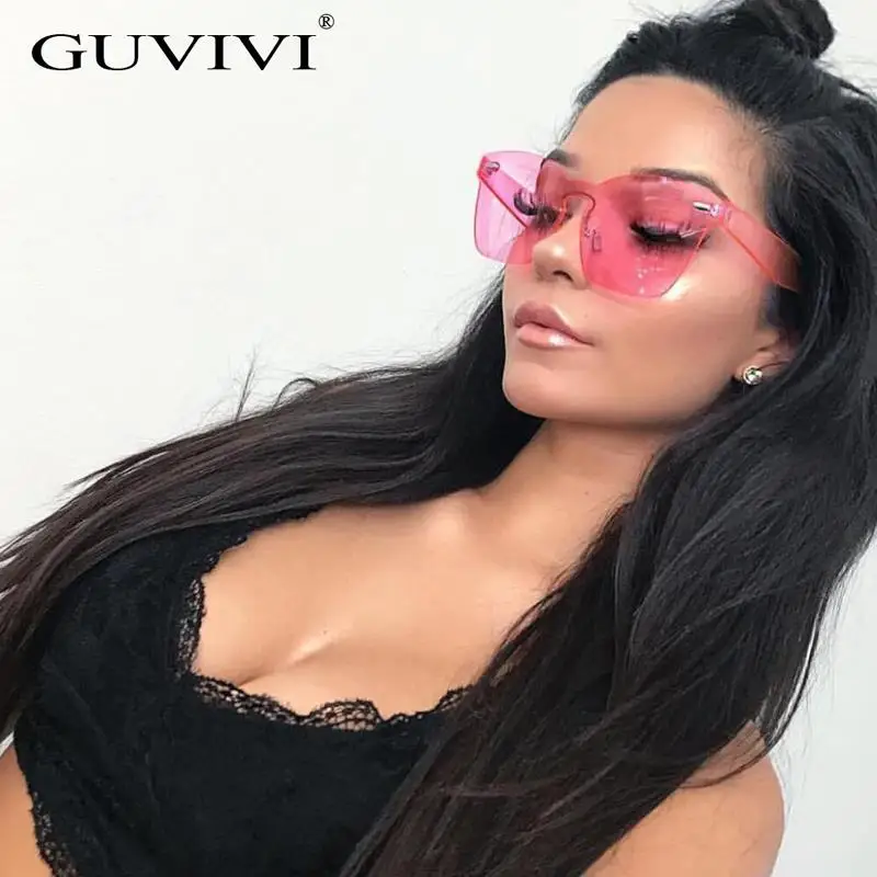 

GUVIVI CE&FDA Hong kong sunglasses manufacturer Clear Sun glasses 2016 One pieces Oversize Custom logo, Pink;rose gold;red;blue;green