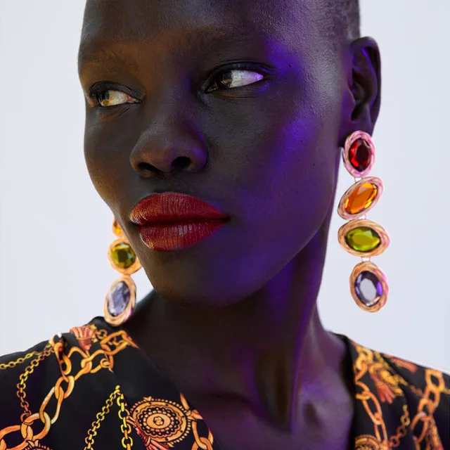 

Dvacaman Women Statement Geometric Crystal Beads Dangle Drop Earrings Fashion Jewelry for Wedding, As pictures