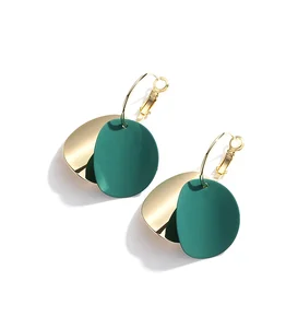 2020 Eico wholesale Korean fashion jewelry hoop earrings drop earring green lucky earring for women 2
