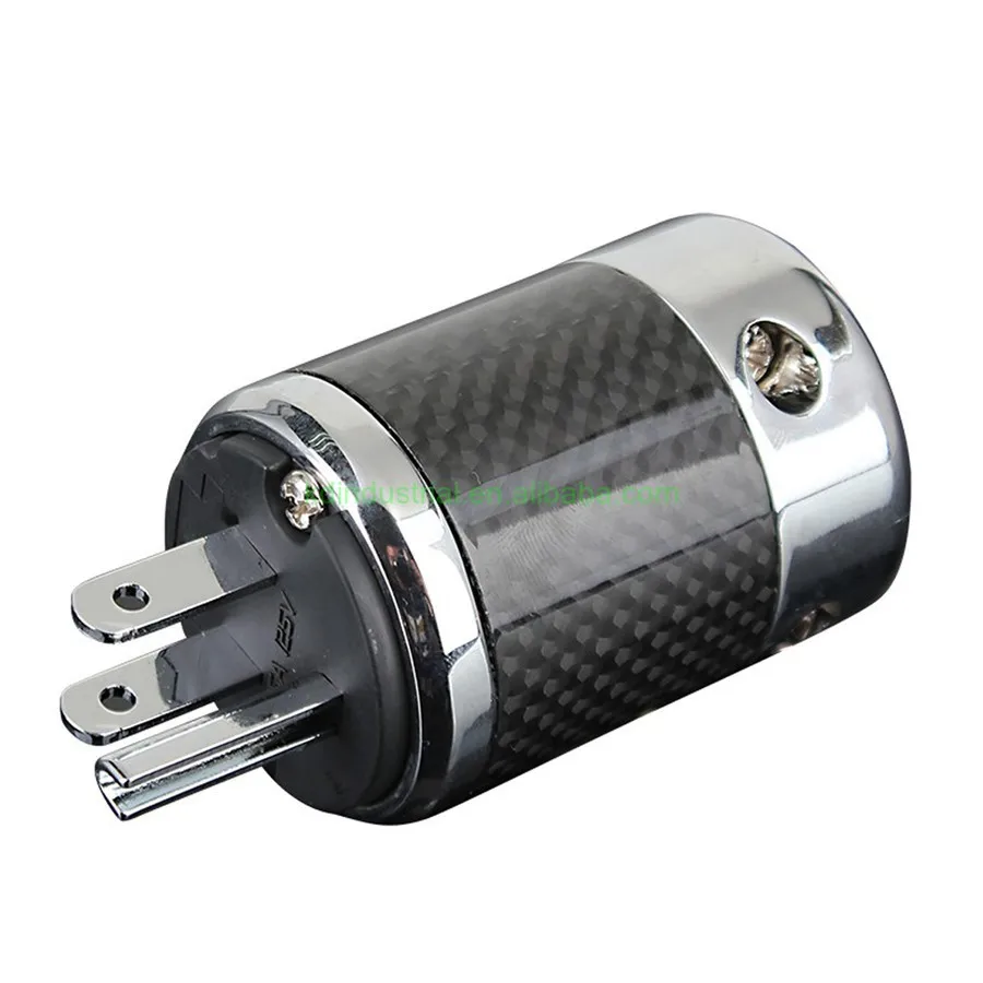 KD-H3201 Copper Rhodium Plated US AC Power Plug with Carbon Fiber.jpg