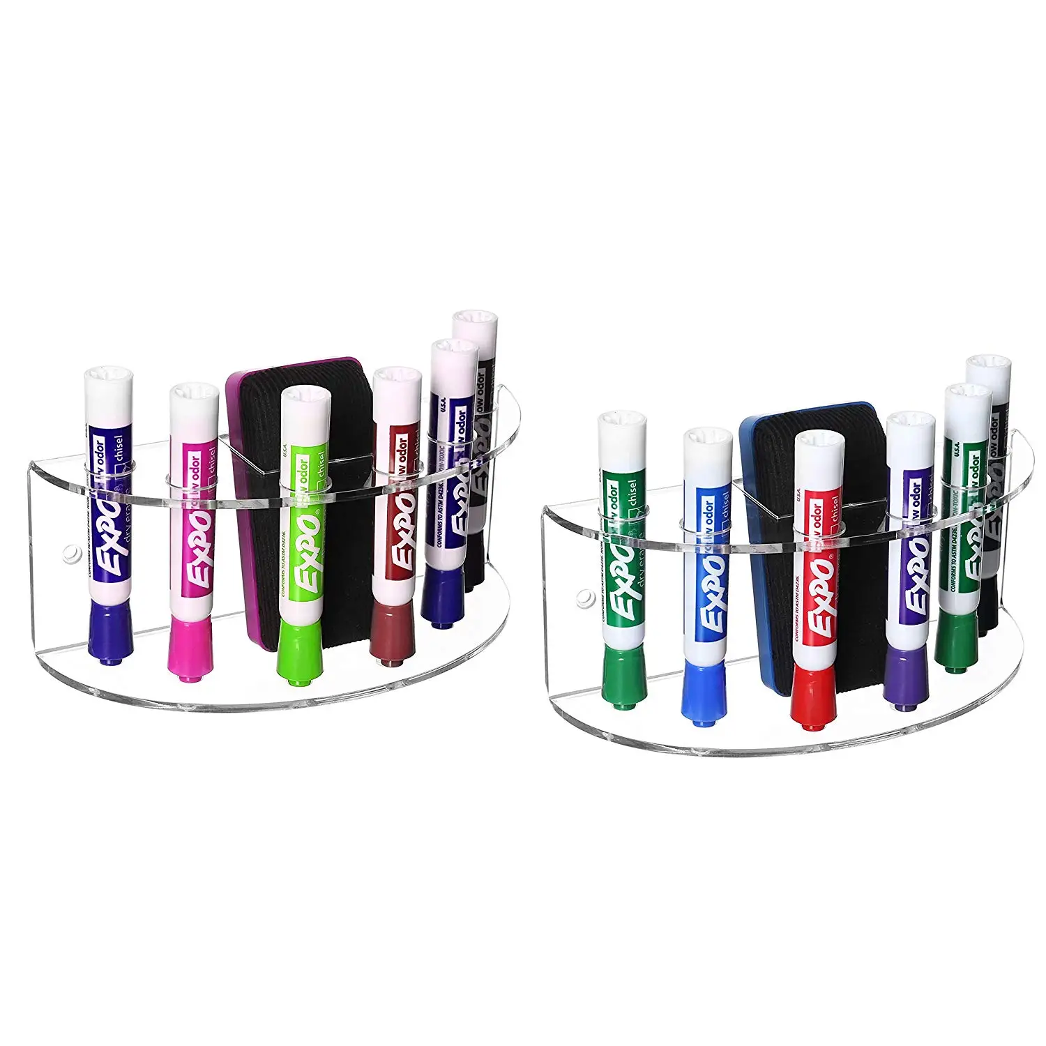 Clear Acrylic Wall Mountable Dry Erase Marker & Eraser Holders