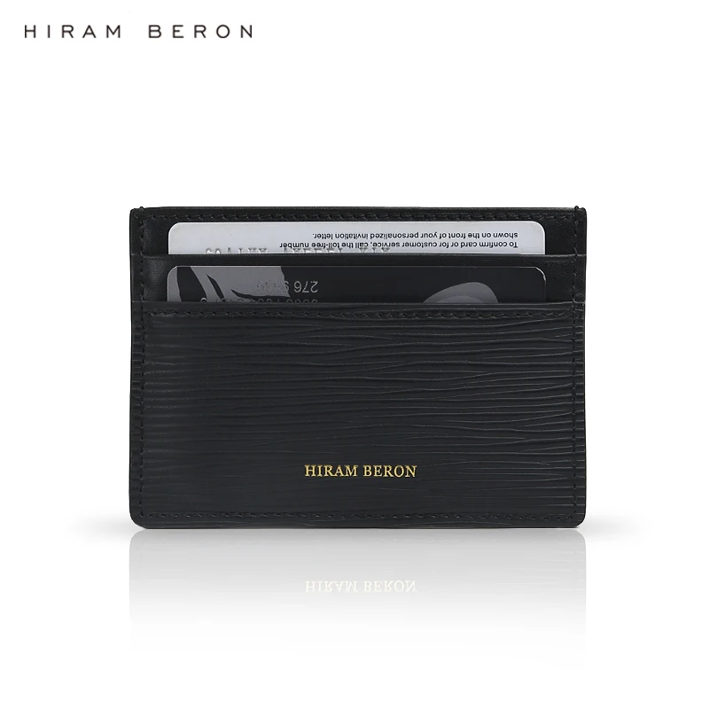 

Hiram Beron business card holder for men custom brand name cow leather small thin