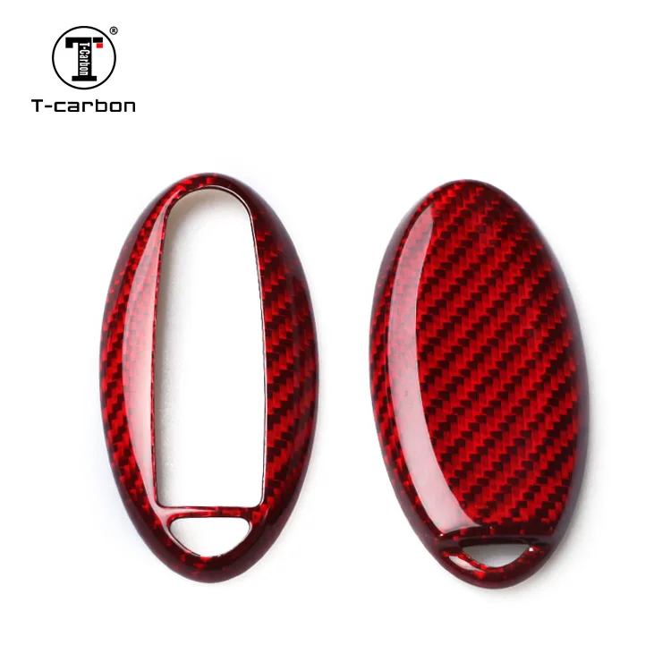 

T-carbon Glass Fiber car interior Key case shell Fit For GTR, Red