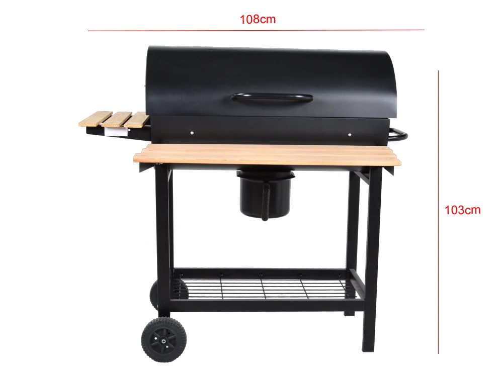 Outdoor Trolley Barbecue Grills High Capacity Powder Coated Portable