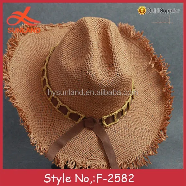 F2582 Women Wide Brim Bulk Wholesale Breathable Cap Straw Cowboy Hats