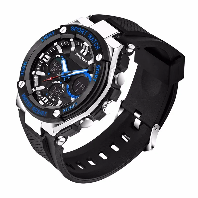 

Sanda Brand Watches Relojes Saat Man Military Dual Time Digital Led Quartz Analog Clock Dive Waterproof Mens Sport Luxury Watch