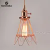 Simple Indoor Adjustable Cage Pendant Lamp Iron Material Adjustable Cage Lamp - Copper