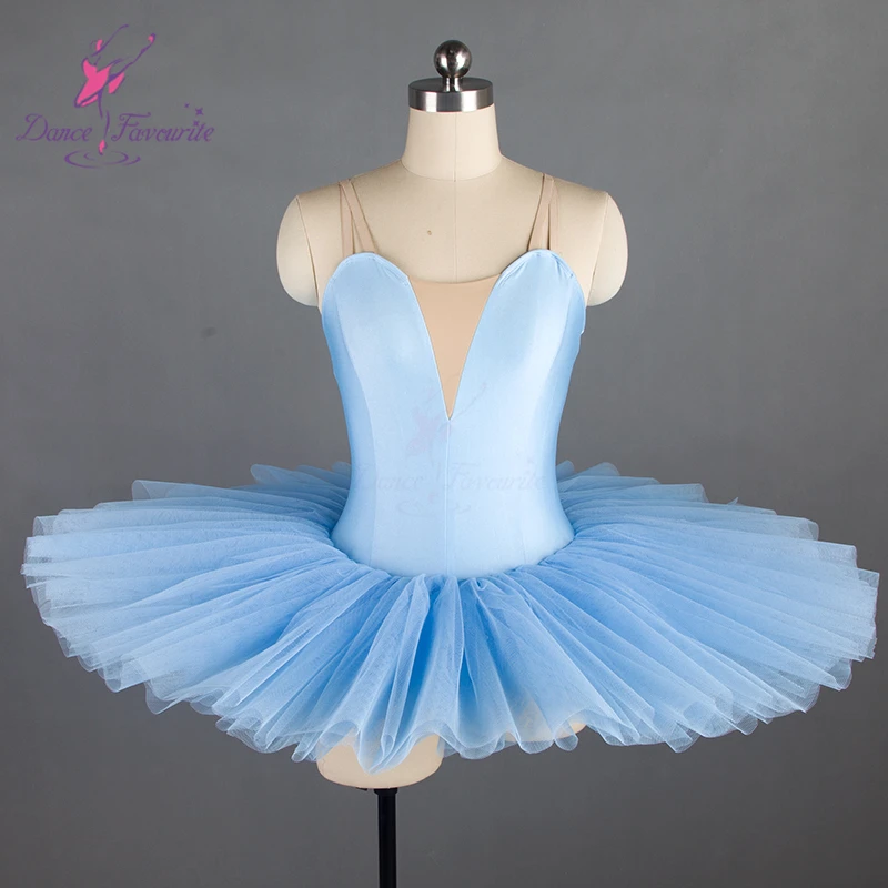 

Sky blue ballet dance costume 7 layers of stiff tulle pancake tutu for adult ballerina dance performance BLL003