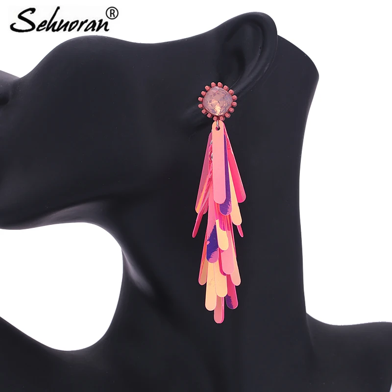 

Sehuoran Long Glitter Acrylic Earrings Fashion Accessories Jewelry Daily Wear Earrings For College Girls, As shown