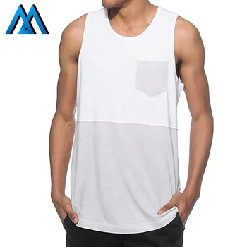 90% Polyester 10% Spandex Man Singlet Pocket Men's Top Oversized Tank ...