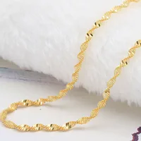 

16-30inch 18k real gold plated chain necklace for women double water wave chain