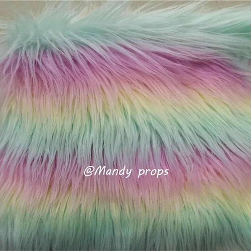 
Rainbow unicorn faux fur fabric,Mongolian fur blanket,Doll Unicorn slippers fur 