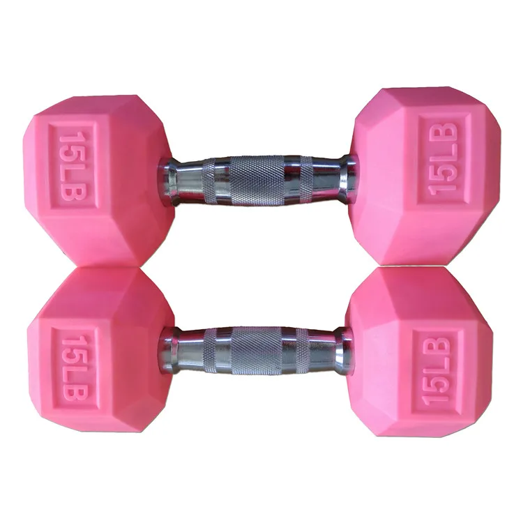 

Non-smell Pink best quality Rubber Coated Hex Dumbbell, Pink or as per your requirements