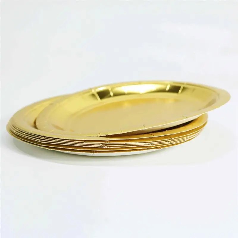 7" 9" Champagne Gold Foil Paper Plate Rose Gold Disposable Plate Buy