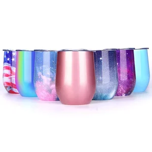 Hot Sales Amazon 12oz Insulated Wine Glasses Tumbler with Lid