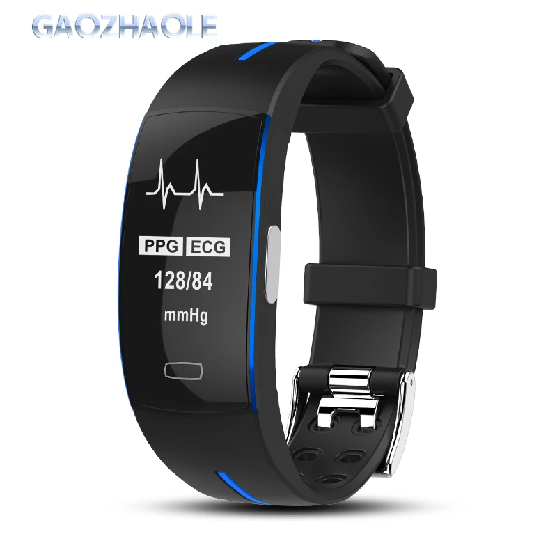 

Multi function ECG&PPG Monitoring P3 Smart Watch Real time Heart Rate Blood Press Monitor Fitness Tracker with Curved screen, Black;black-white;black-red;black-blue