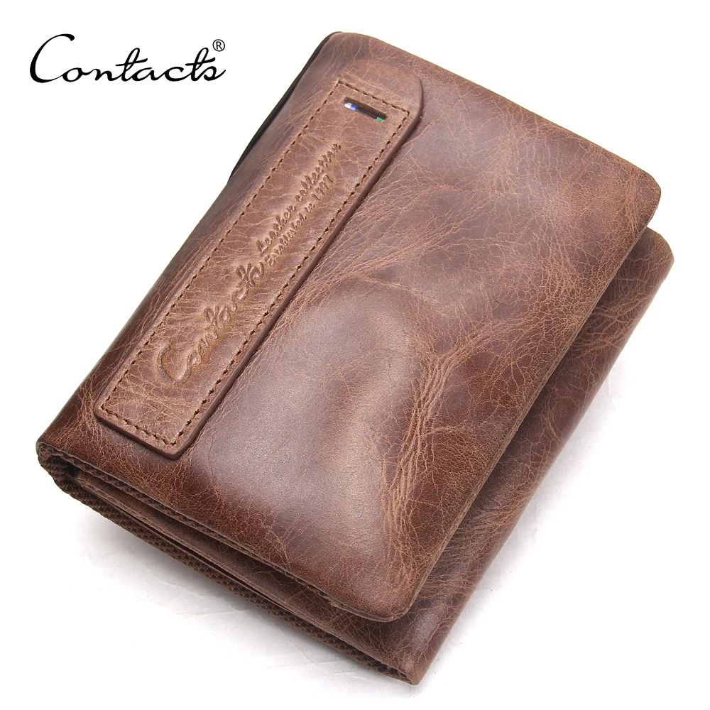 

Manufacturer Vintage Crazy Horse Cowhide Leather Trifold Mens Wallet, Brown