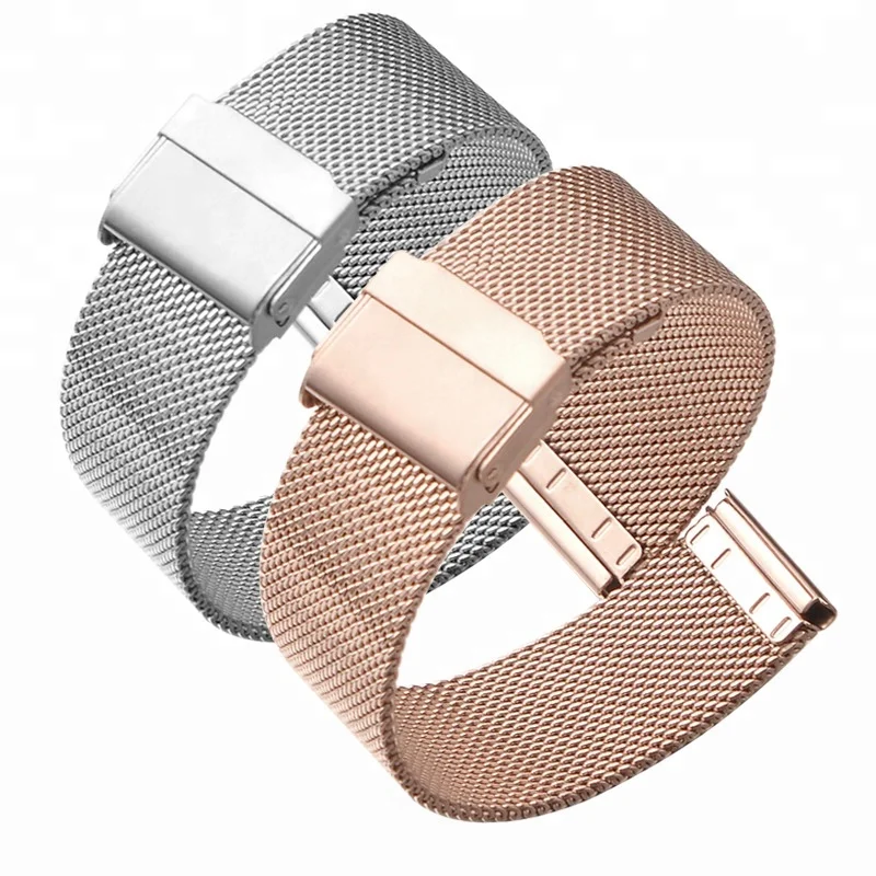 

12mm to 24mm Metal Stainless Steel Watch Band Wire Shark Mesh Bracelet Link, Polished stainless steel
