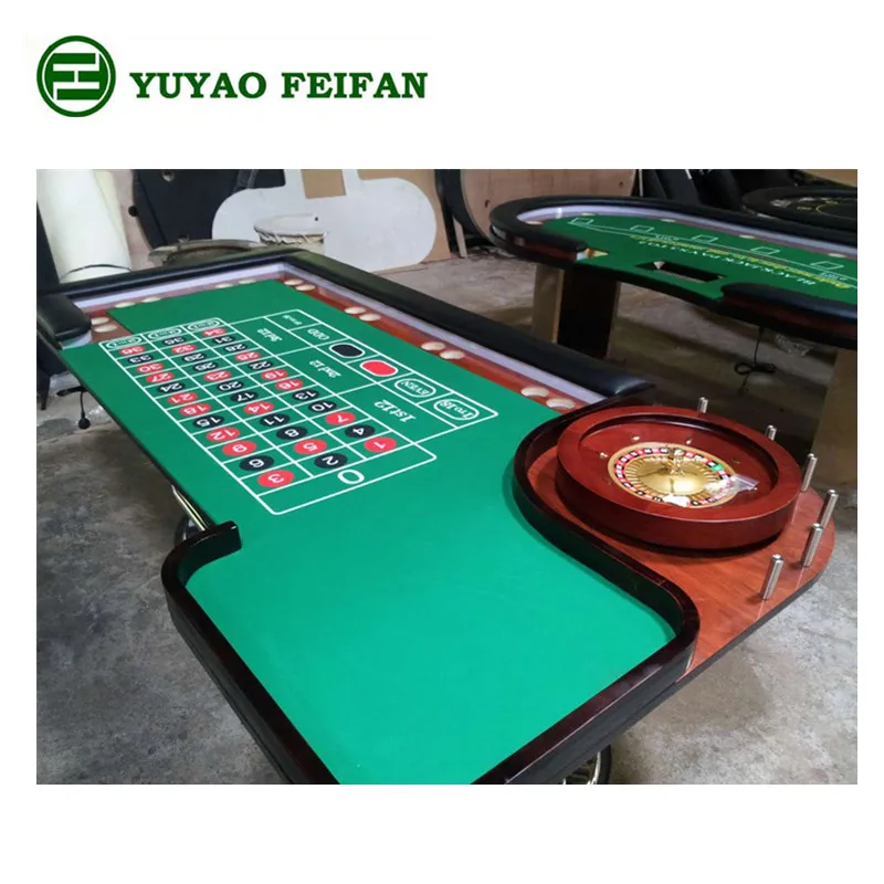 Deluxe Real Wooden Gambling Casino Poker Tables With Roulette Wheel
