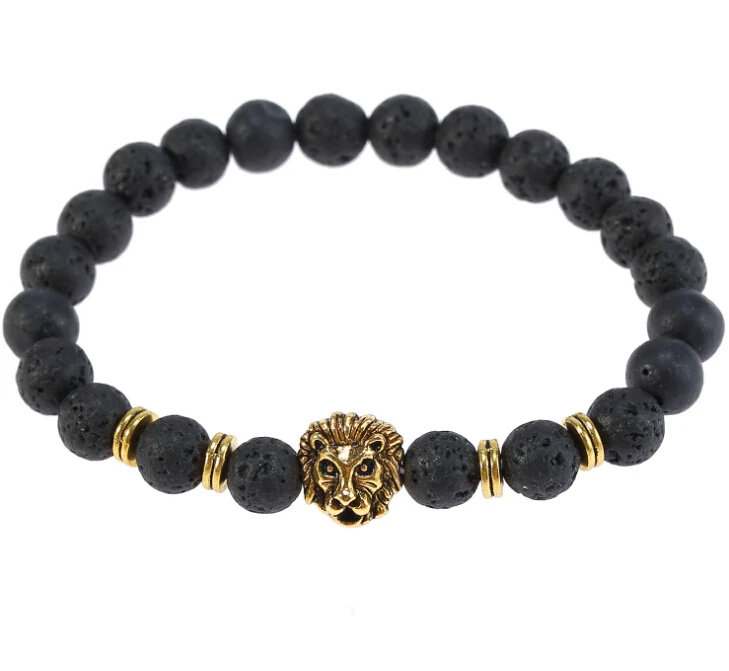 

Top selling Men's Lion Head vesuvianite Beads Bracelet Hand Chain