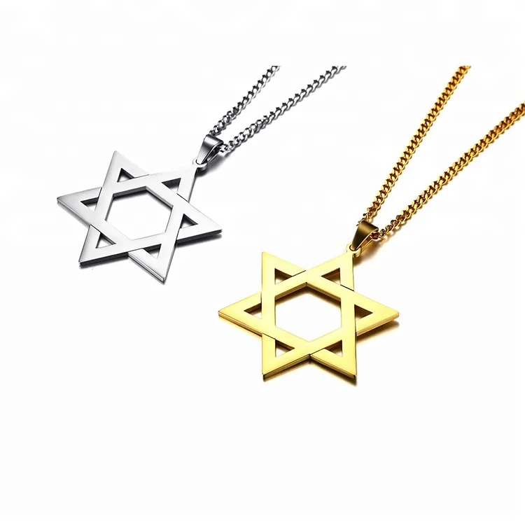 

High Polished 316L Stainless Steel Hexagram Shape Star Of David Necklace, Silver,gold