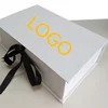 Wholesale custom logo cardboard paper shoe/clothes/T-shirt packaging gift boxes with ribbon closure