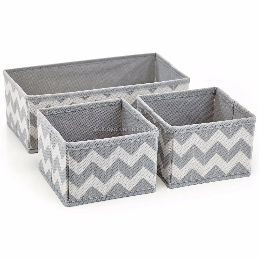 

Chevron Fabric foldable box closet storage organizer, Grey