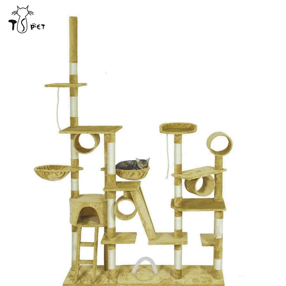 

Large Pet Accessories Ultimate Giant Cat Tree Castle Outdoor Cat Climbing Tower, Beige, brown, grey or customized