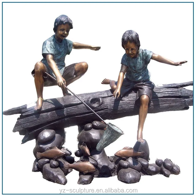 Bronze Boy Fishing And Dog Statue For Garden Decoration Buy Boys