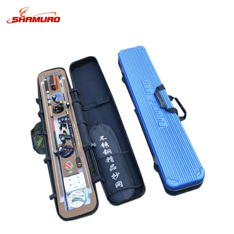 

90cm PVC Large Capacity Waterproof Fishing Tackle Rod Case Bag, Grey and blue