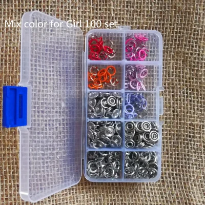 

100set/box 9.5mm 10 Colors Metal Sewing Prong Snap Baby Buttons Prong Ring Press Studs Snap Fasteners Sewing Accessories