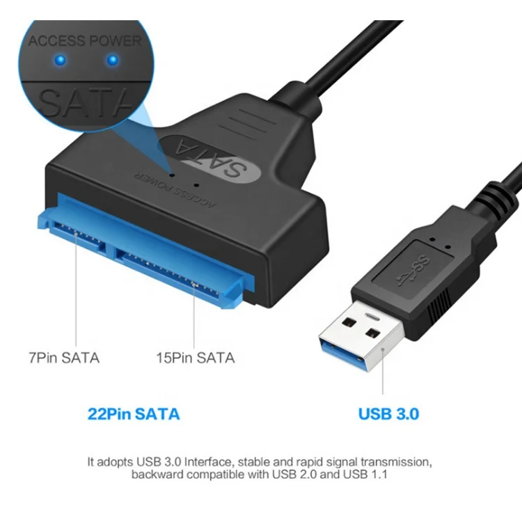 

Braid Shielding USB 3.0 to 2.5" SATA III external Hard Disk Drive extension 22 pin SSD HDD Cable, Black or optional