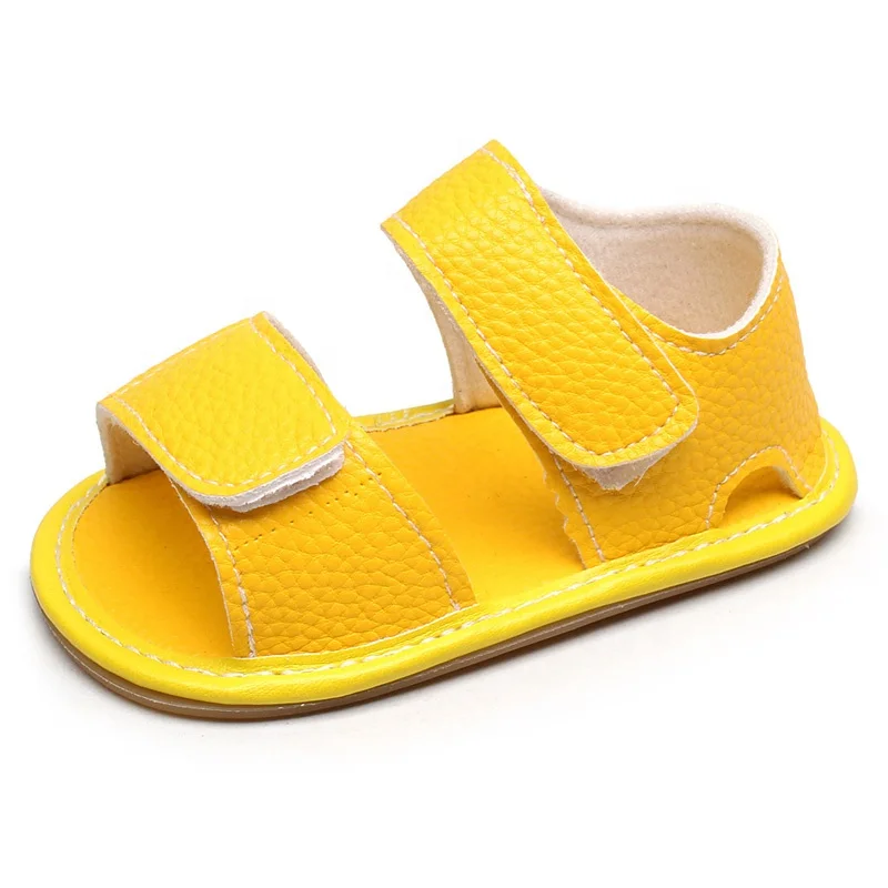 

China manufacturer hot selling simple design high quality PU leather soft sole baby sandals summer wholesale, As pictures