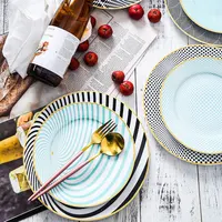 

Cheap ceramic dinner plate with gold rim for wedding hotel