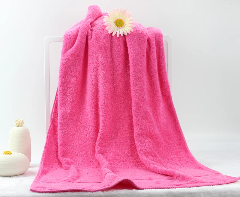
NEW 15 Colors! In Stock Low Twist Premium Quality Cotton 70*140cm Bath Towels Wholesale Pink Color 