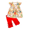 Farm patterns kids clothes cotton clothing set cow printed toddler girl ruffle outfits wholesale