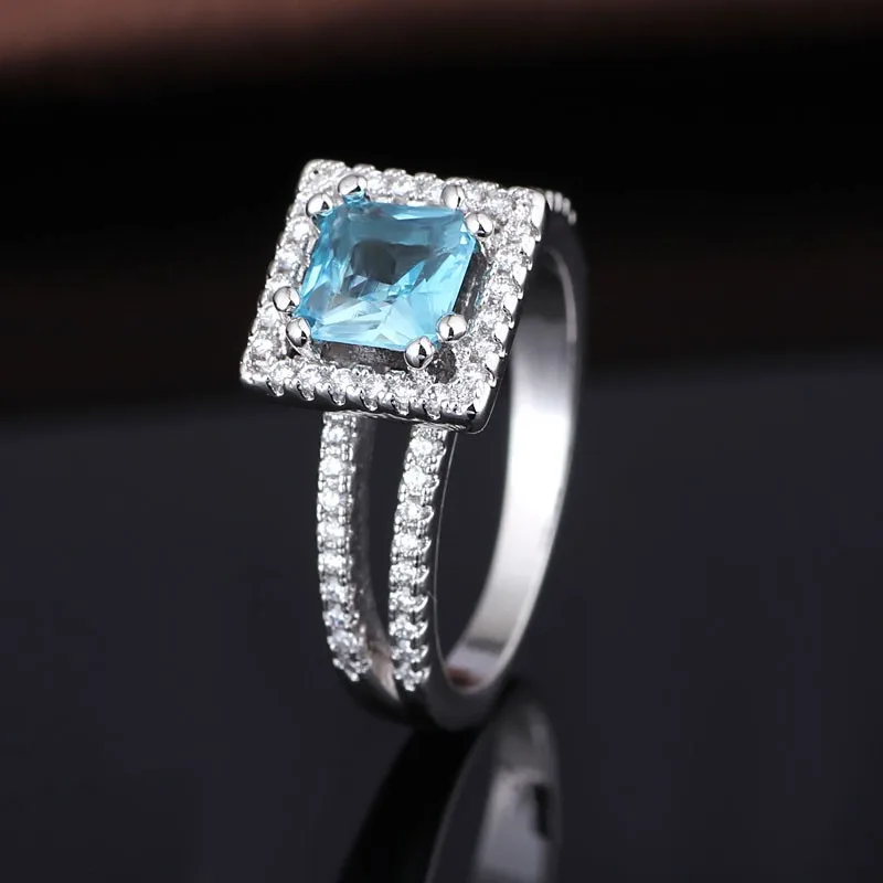 

2018 fashion 925 sterling silver crystal wedding jewelry, Blue