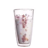 Creative Thermo Insulated and lead free double wall glass tea&water cup with flower print