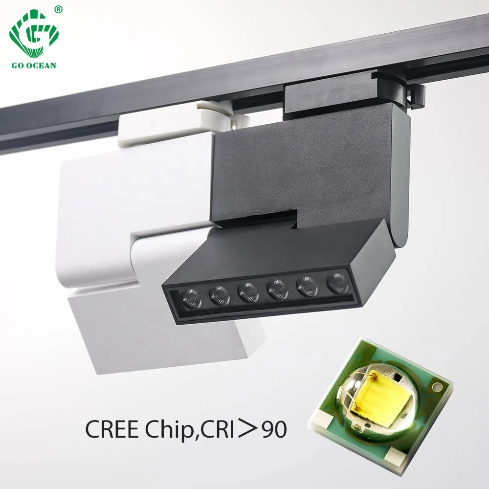 China supplier 12W 230V Square 3 phase led motorized track lighting for clothes store lighting