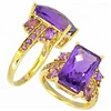 gold plated amethyst semi-precious stone ring