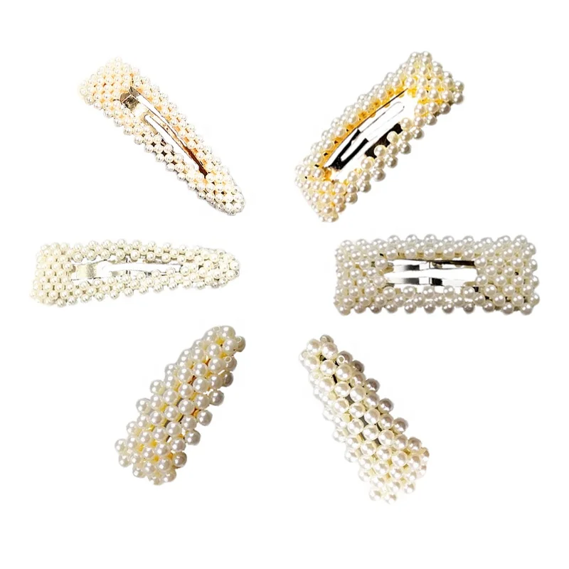 

2019 Gift fashion women pearl hairpin gold and silver handmade barrettes korean hair clip, N/a