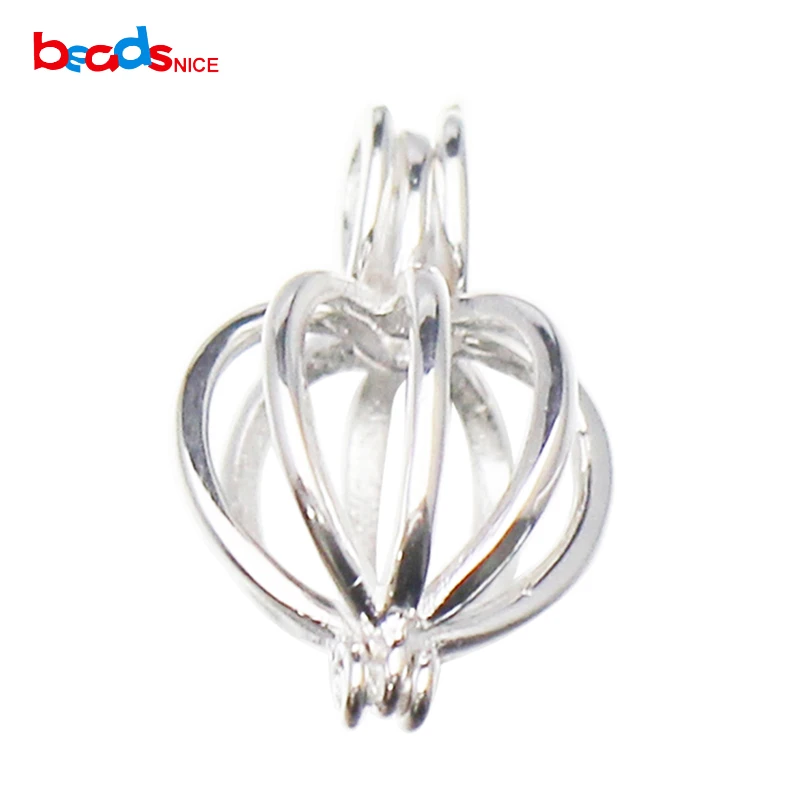 

Beadsnice Sterling Silver Hollow Cage Pendant Cage Charms for 4mm-10mm ball ID27520, Silver/platinum/gold/rose gold for you to choose