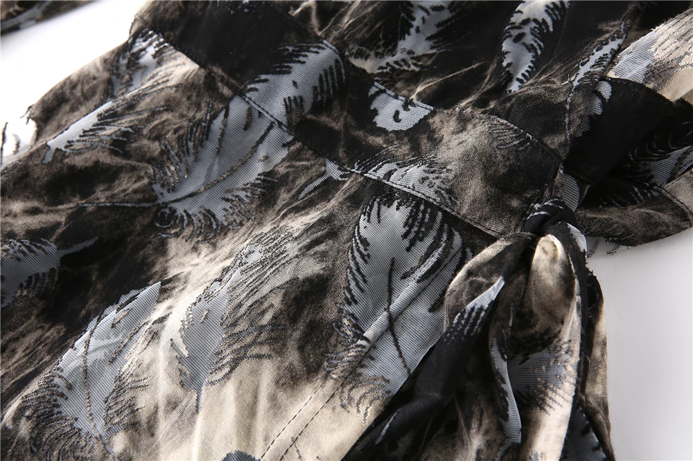 flocked embellished tunic dress