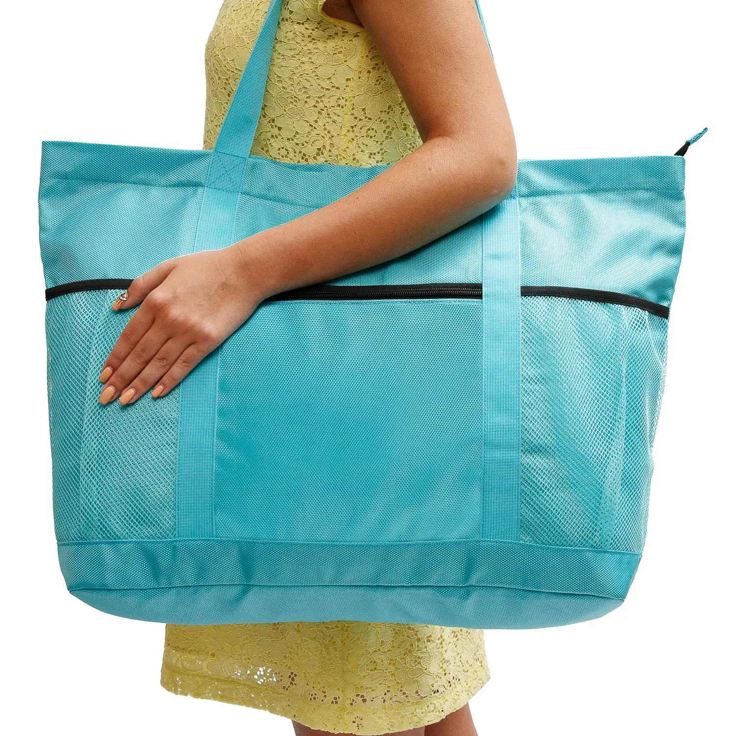 large beach bag with zipper
