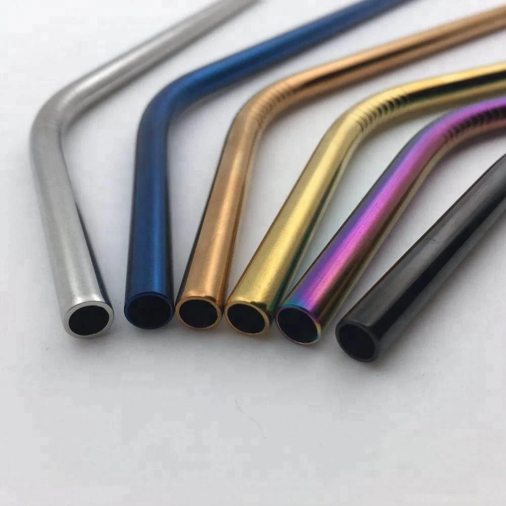 

Custom Logo Reusable Cocktail Stainless Steel Drinking Straws, Metal Straw with brush, Silver/raninbow/purple/black/gold/rosegold/bule