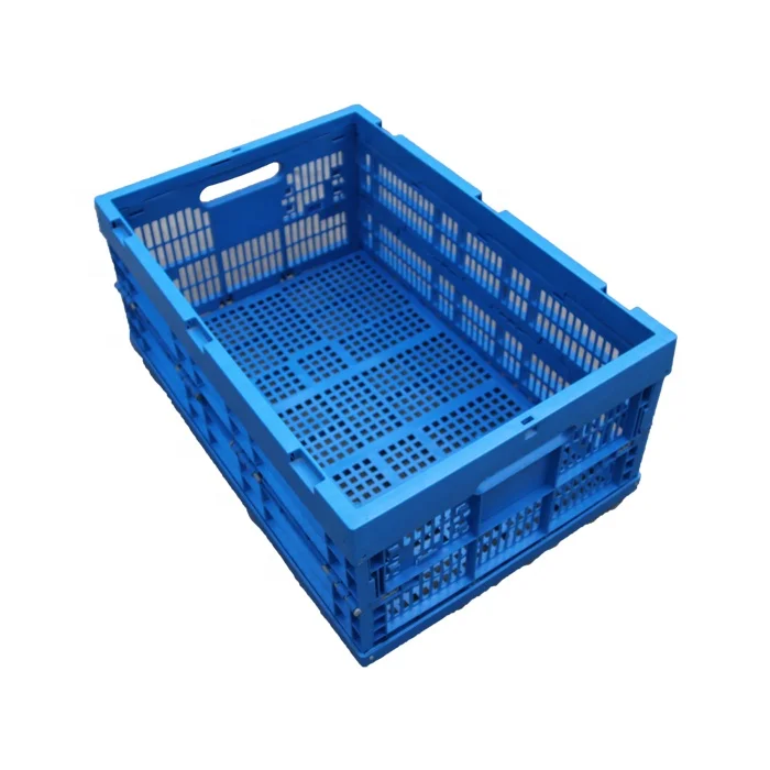 

QS Plastic Foldable Mesh Vegetable Crate Stackable Fruit Folding Basket Tomato Crates for Agriculture Storage