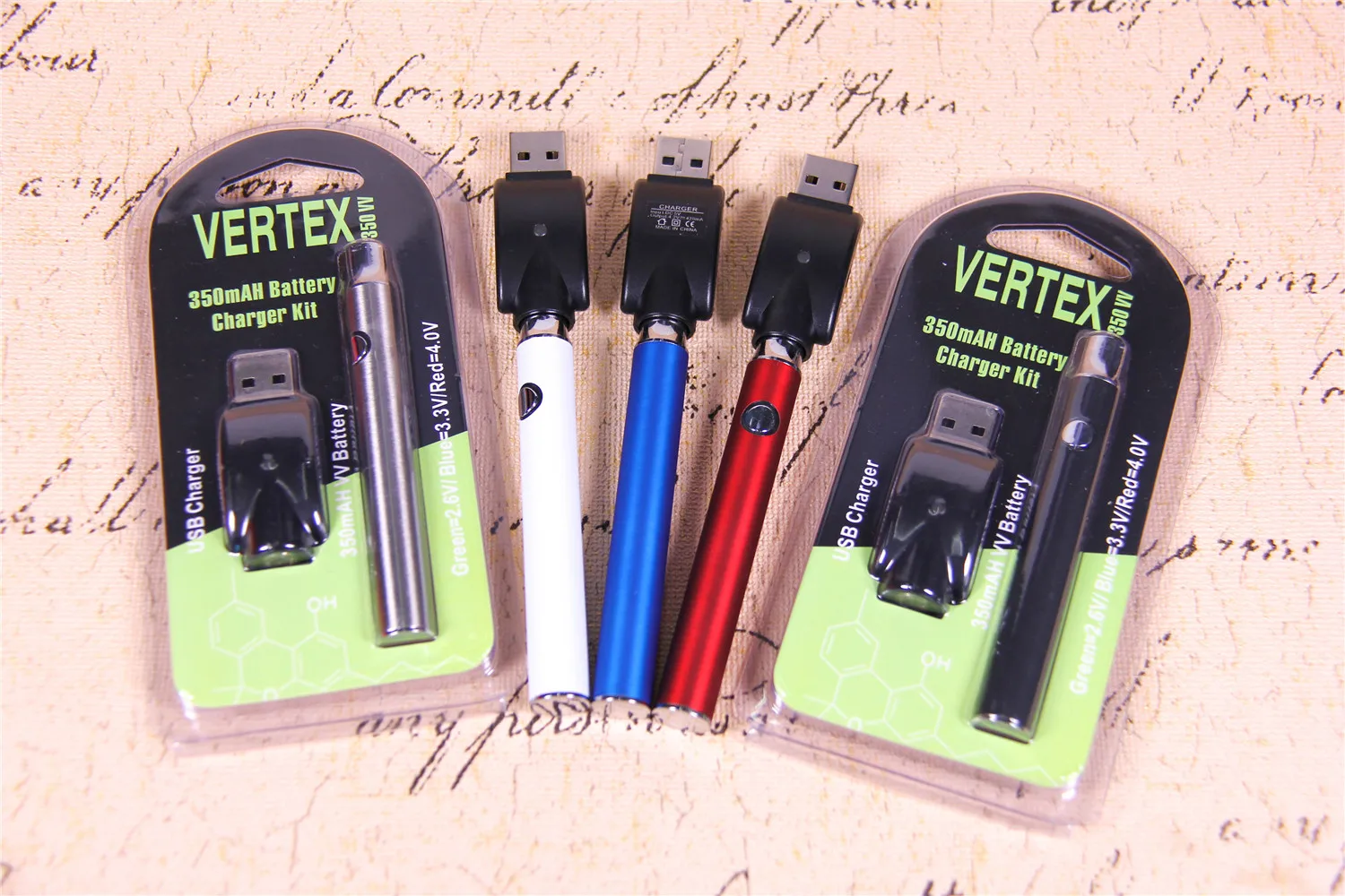 Good Quality Vertex CBD Vape pen Battery 510 Thread E cig Batteries 350mah