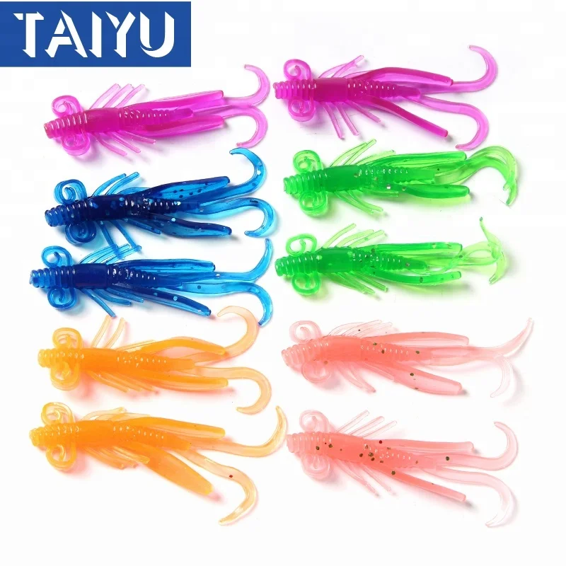 

wholesale colorful fairy lure Grub Worm shrimp soft plastic lure, As picture