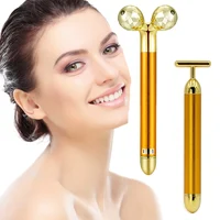 

Wholesale Facial Vibrating Face Massager Lifting Energy Beauty Bar 24k 3D Gold Beauty Bar + T Type Skin Tightening For Skin Care
